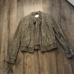 Faux leather jacket - grayish tan size M